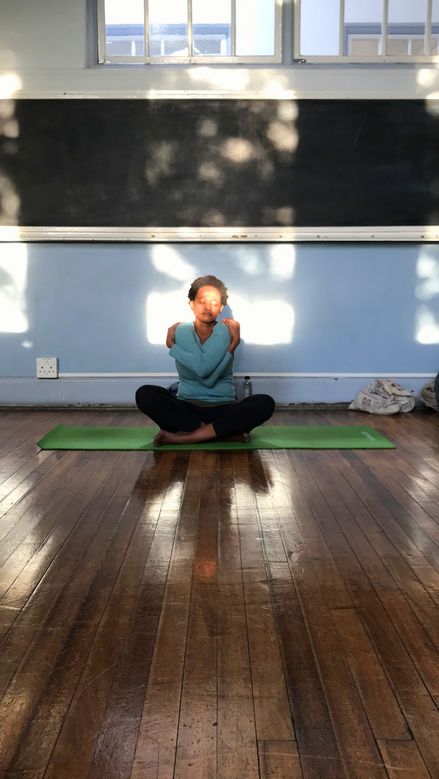 Seated meditation on a mat